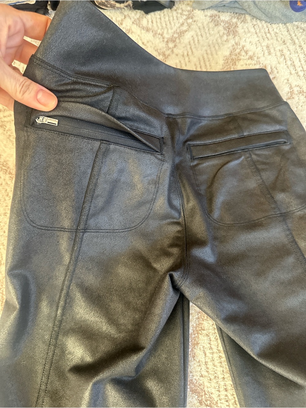 Athleta Delancey Gleam Faux Leather Pants Black XS High Rise - Picture 2 of 8